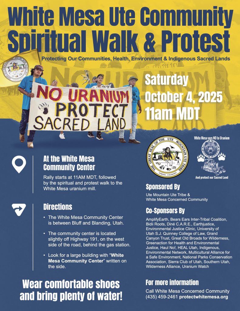 Join the White Mesa Ute Community for the Spiritual Walk & Protest on Saturday, October 4, 2025