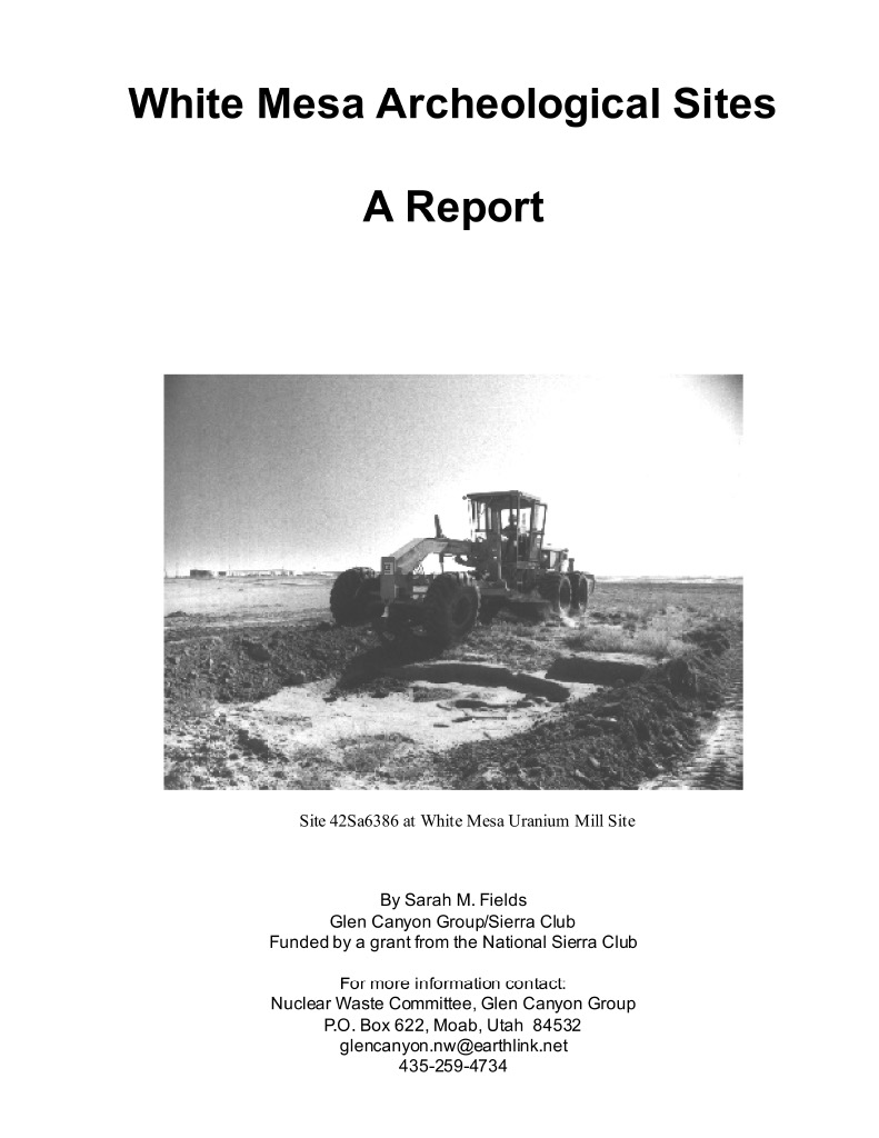 White Mesa Archaeological Report by Uranium Watch