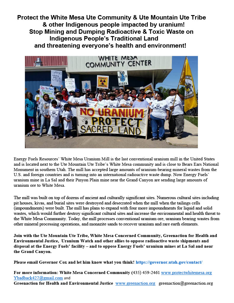 Read the 2026 White Mesa No Uranium fact sheet